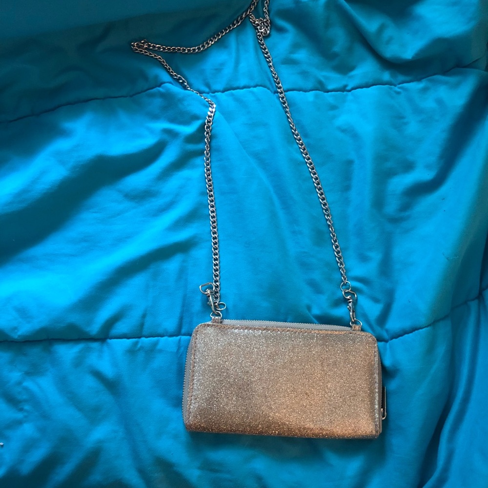 Glitter gold chained clutch/wallet